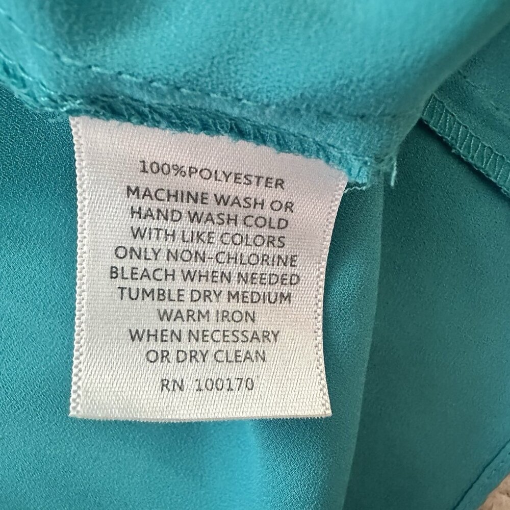 Cynthia Rowley Blouse Top Women’s Size Small Teal Blue Green Tank Sleeve Flowey - Picture 8 of 12